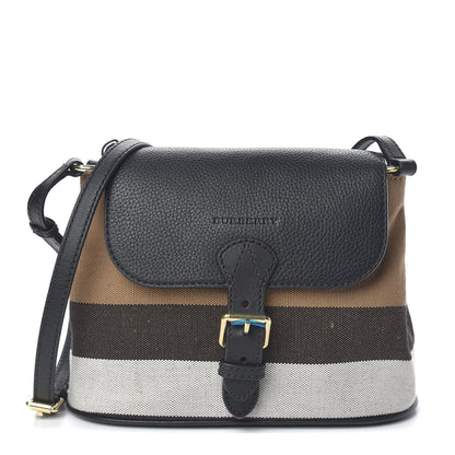 Burberry Mega Check Grainy Calfskin Small Gowan Messenger Bag Black 1 of 11
