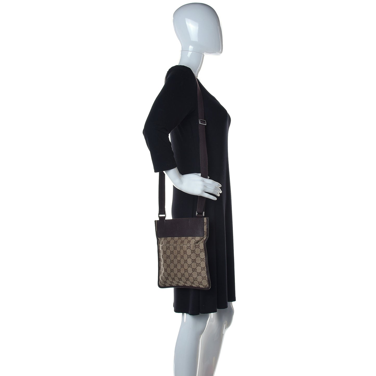 Monogram Messenger Crossbody Web Bag Dark Brown