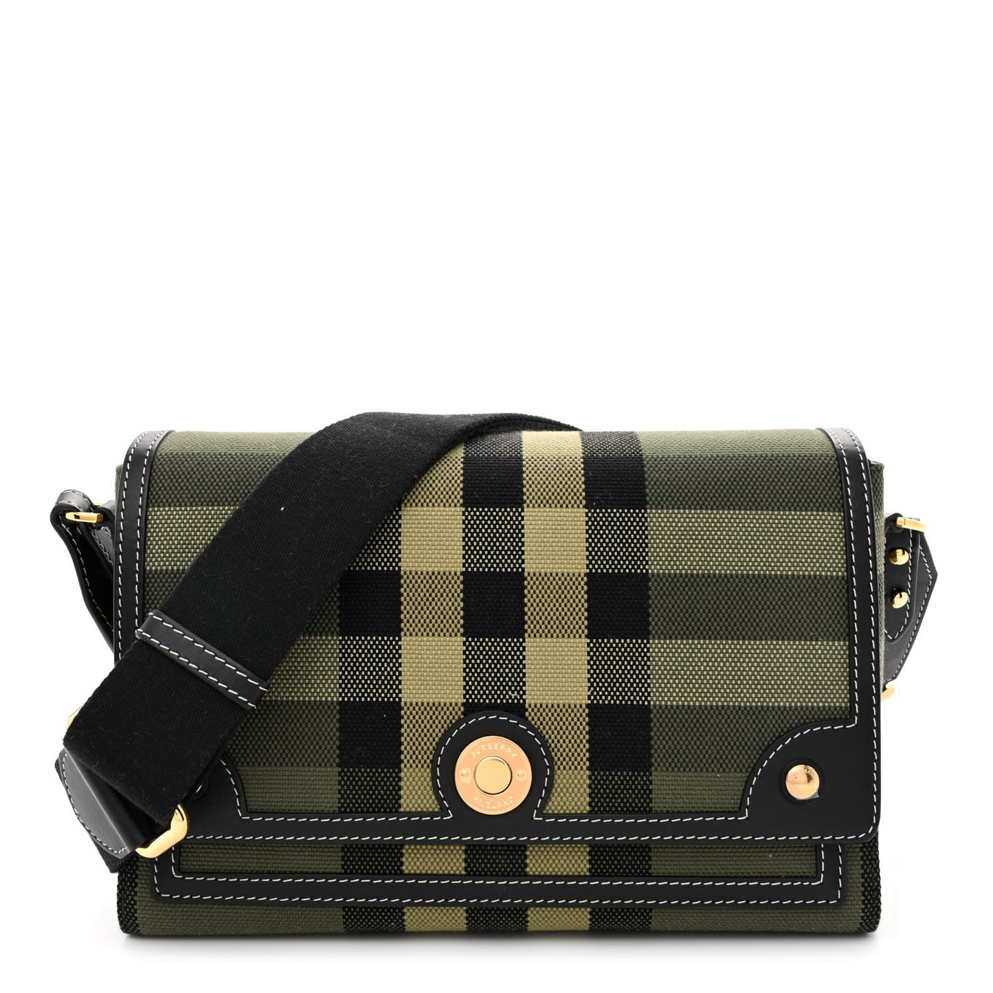 Calfskin Tartan Note Crossbody Bag Military Green