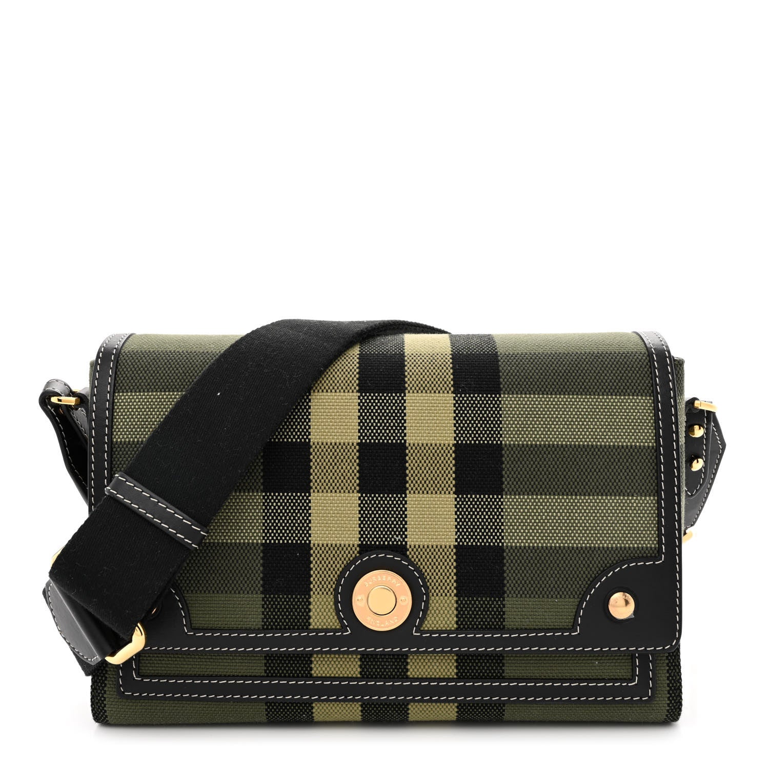 Burberry Calfskin Tartan Note Crossbody Bag Military Green 1 of 9