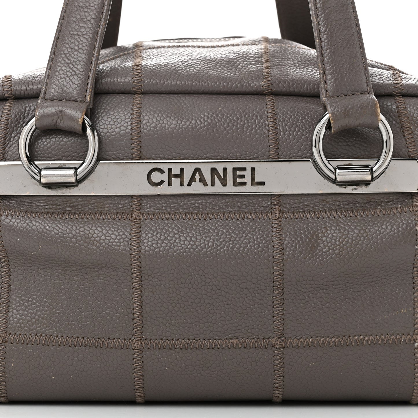 Caviar Square Stitched Bowler Grey