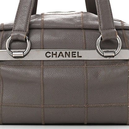 Chanel Caviar Square Stitched Bowler Grey 8 of 17