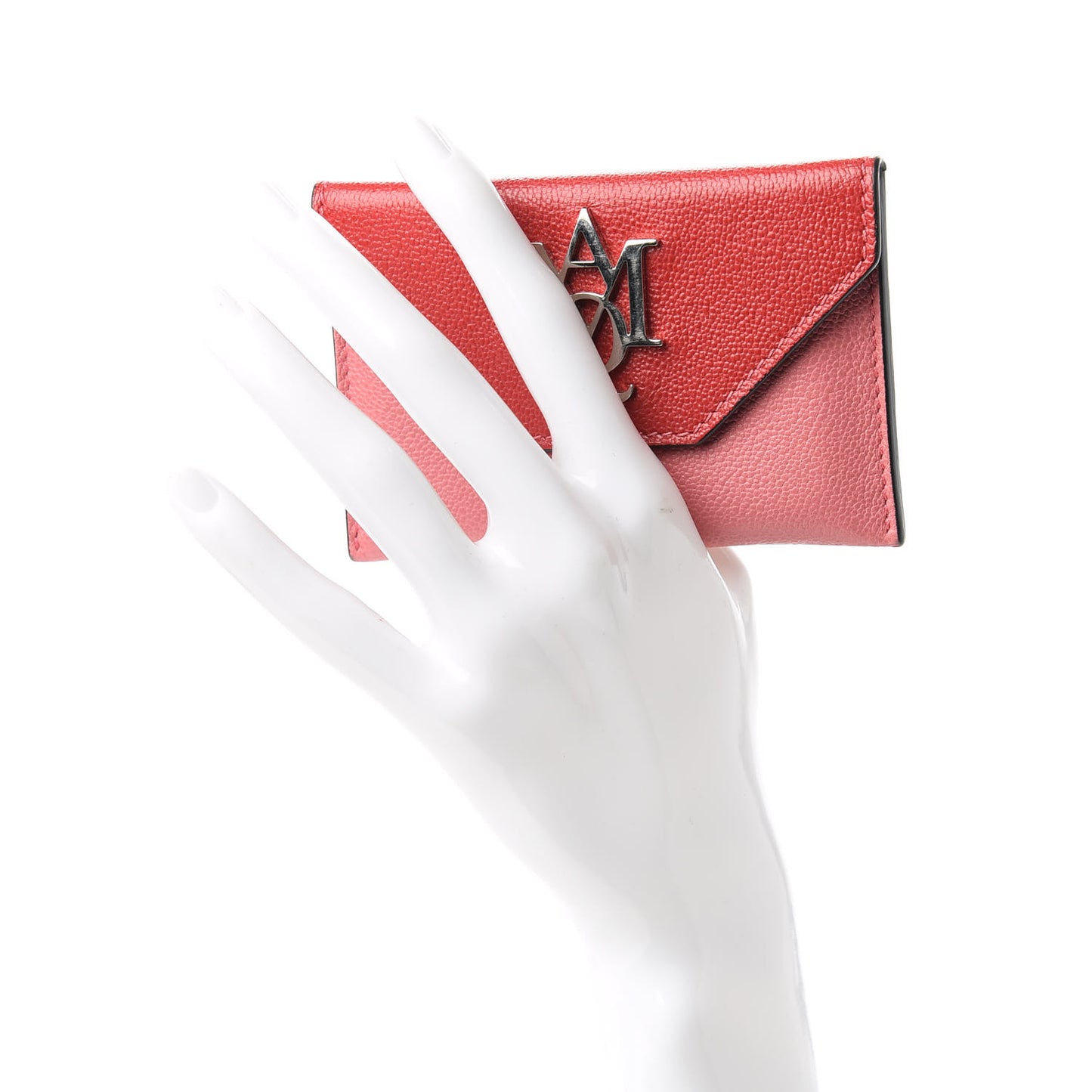 Calfskin Insignia Envelope Card Holder Pink Red