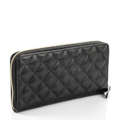 Chanel Caviar Quilted Large Gusset Zip Around Wallet Black 3 of 8