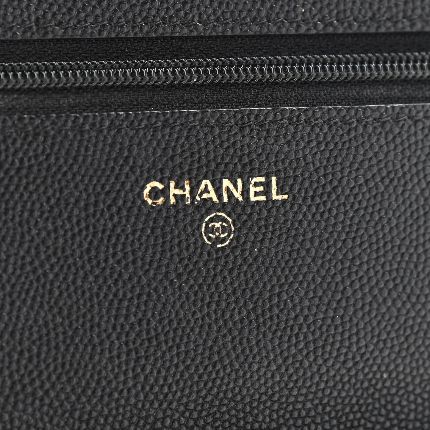Caviar Suede Stitched Lady Coco Wallet On Chain WOC Black