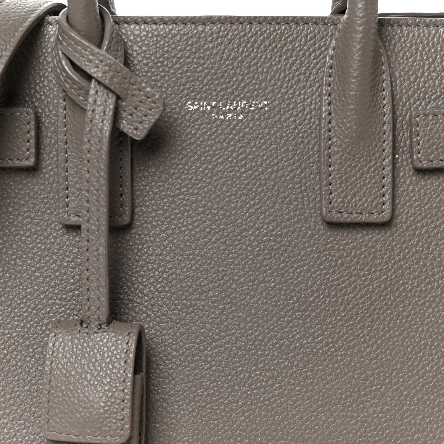 Saint Laurent Grained Calfskin Topstich Baby Sac De Jour Fog 9 of 11