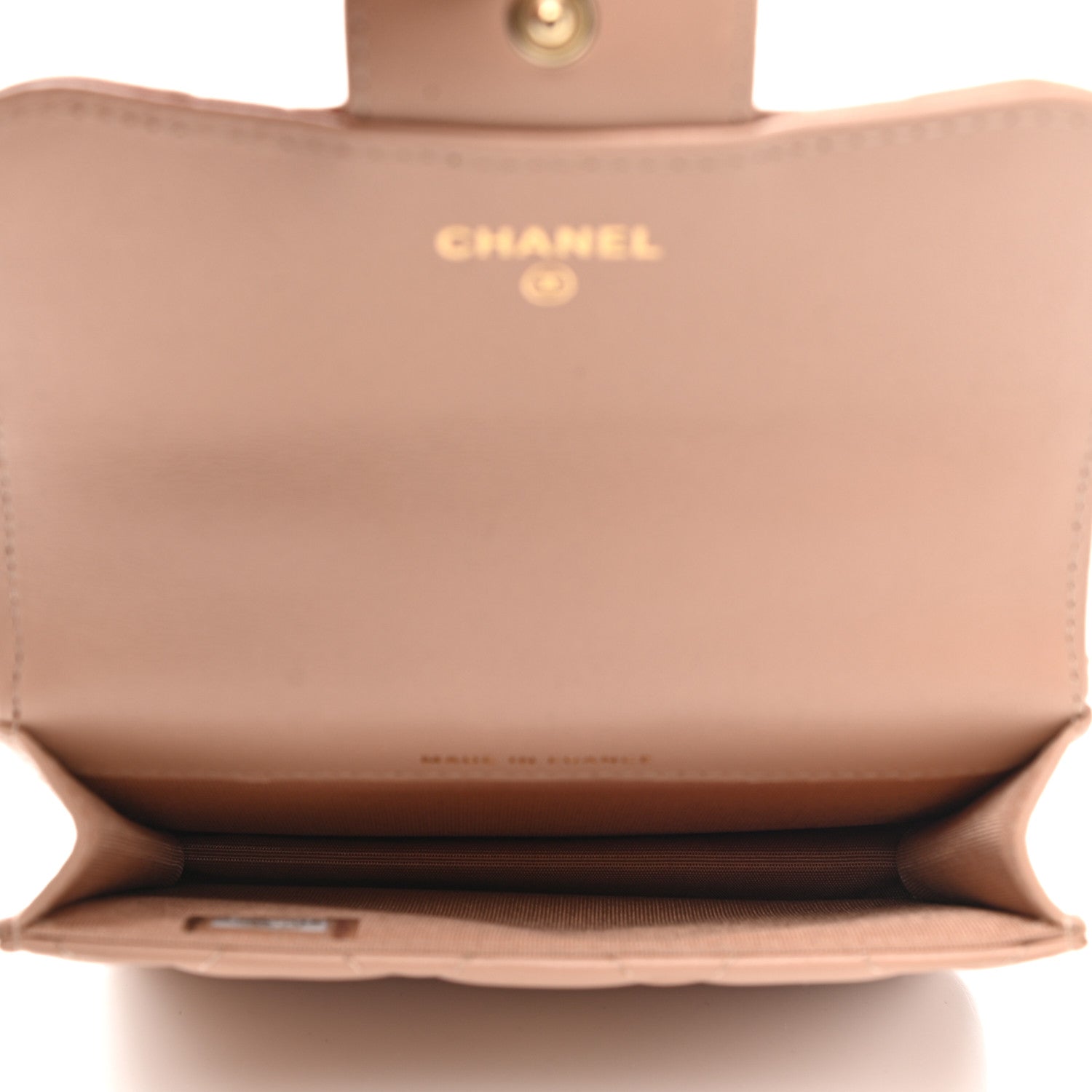 Chanel Lambskin Quilted Top Handle Flap Coin Purse With Chain Beige 5 of 11