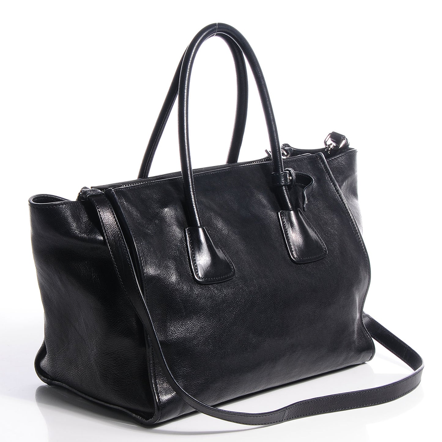 Glace Calf Twin Pocket Tote Nero Black