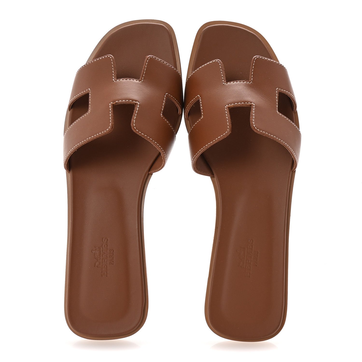 Hermes Box Calfskin Oran Sandals 39 Gold 2 of 9