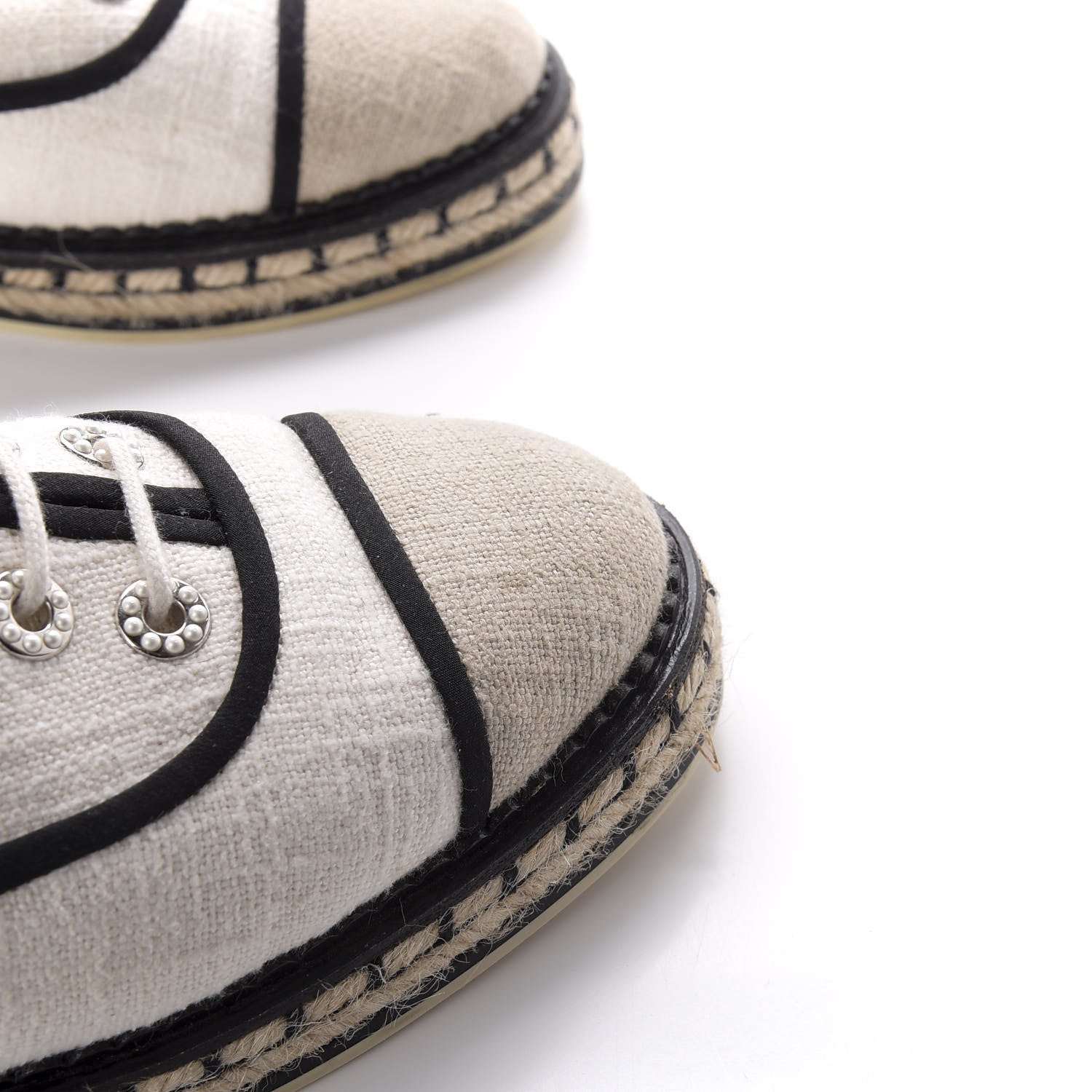 Chanel Cotton Lace Up Espadrilles 39 Light Beige 10 of 11