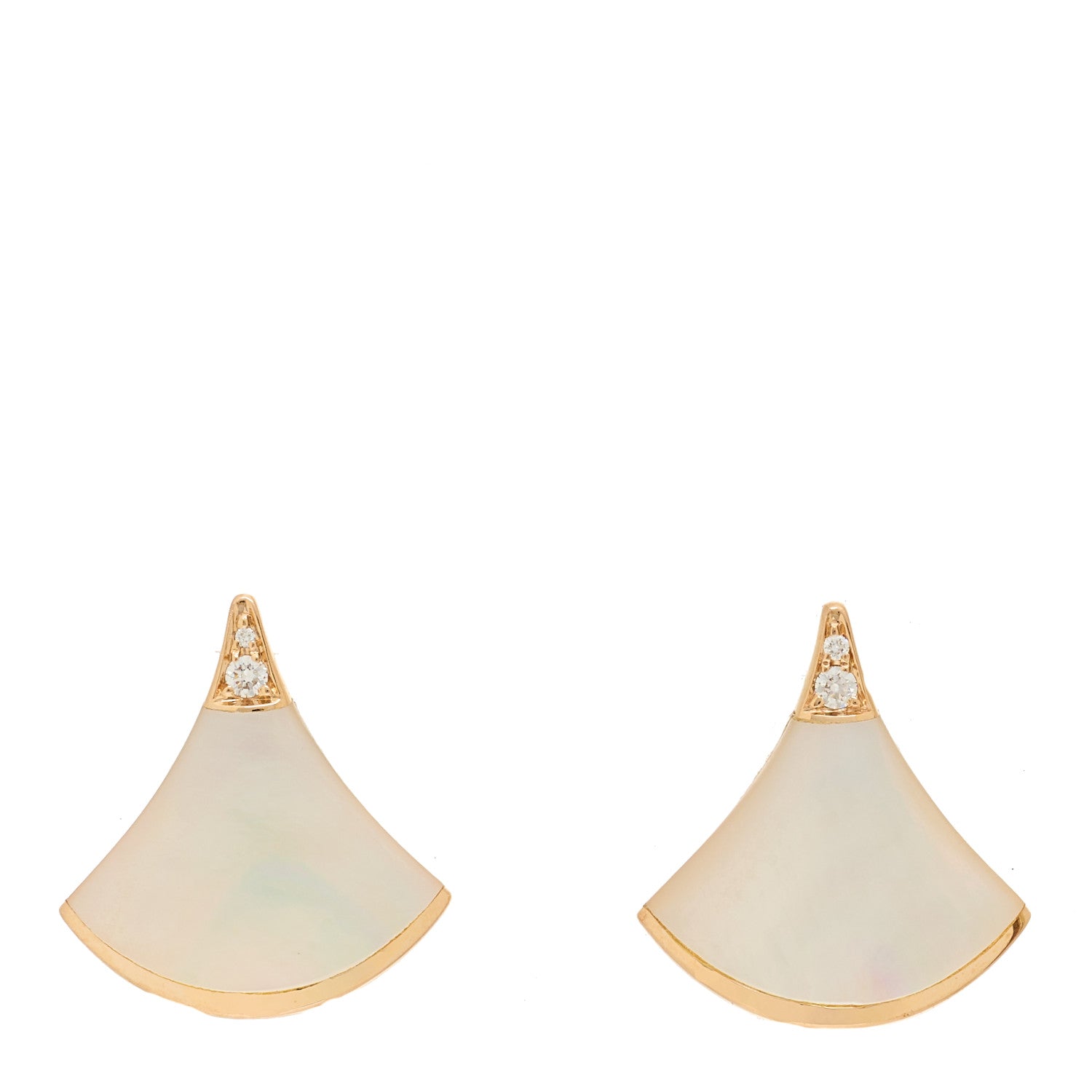 Bulgari 18K Rose Gold Diamond Mother of Pearl Divas' Dream Stud Earrings 1 of 5