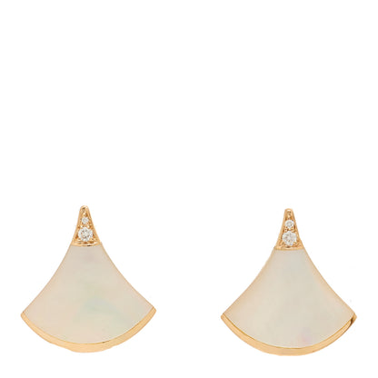 Bulgari 18K Rose Gold Diamond Mother of Pearl Divas' Dream Stud Earrings 1 of 5