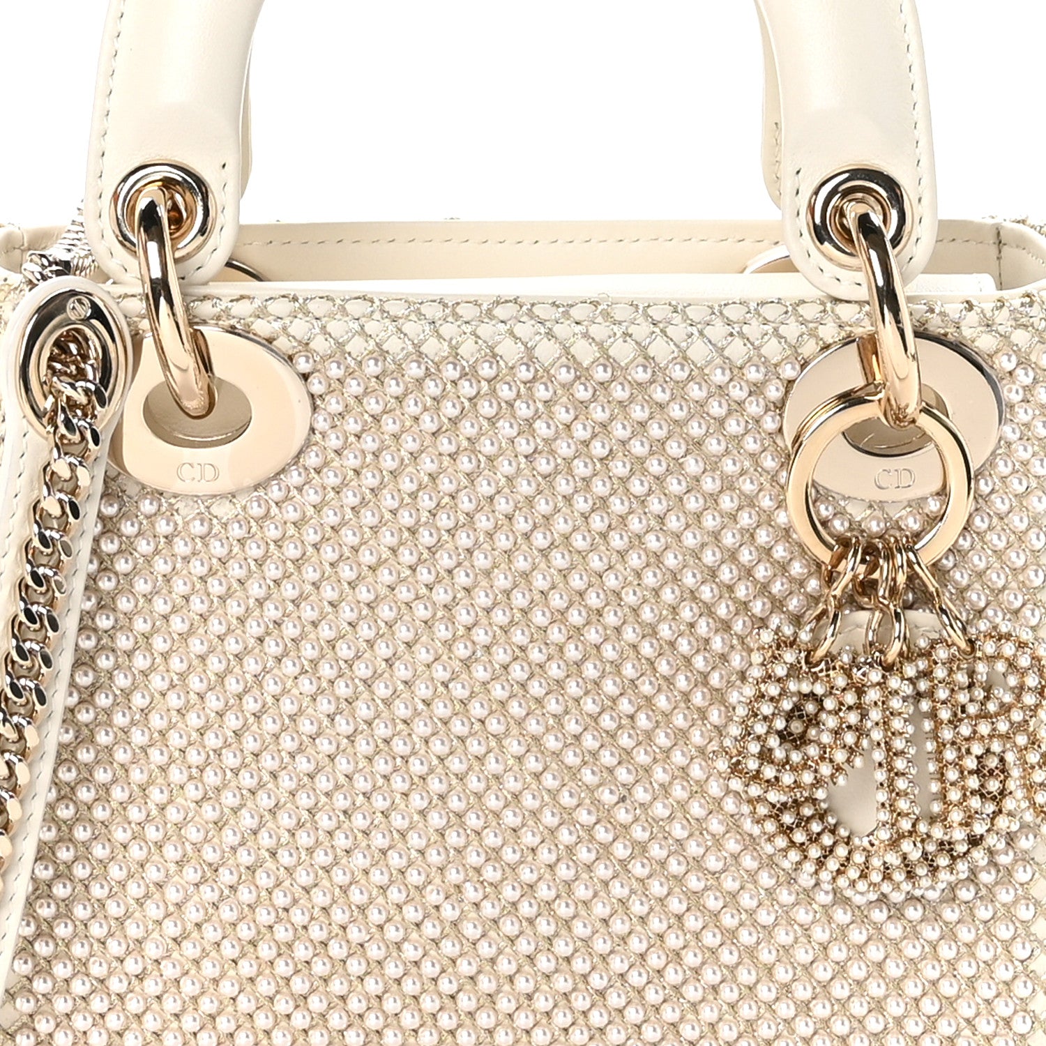 Christian Dior Lambskin Pearl Embroidered Mini Lady Dior Black 8 of 12
