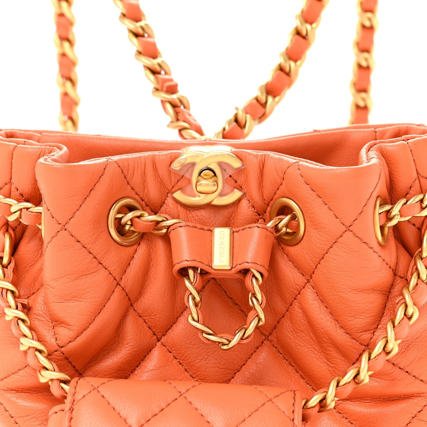 Chanel Calfskin Quilted Small CC Chain Bucket Backpack Orange 1934850 – FASHIONPHILE