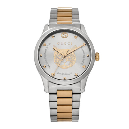 Gucci Stainless Steel 38mm G-Timeless Two Tone Cat Quartz Watch 1 of 5