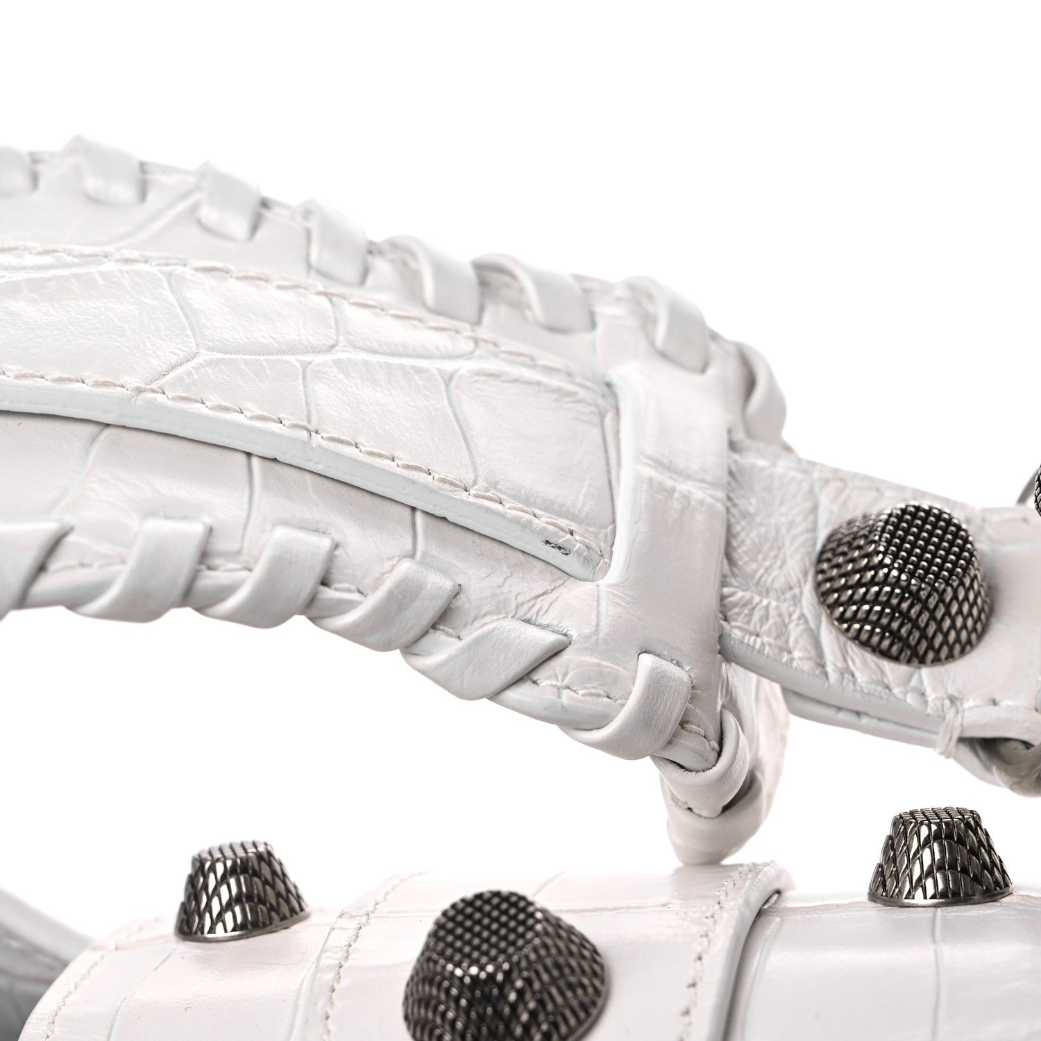 Balenciaga Extra Supple Calfskin Crocodile Embossed Medium Le Cagole Shoulder Bag White 12 of 13