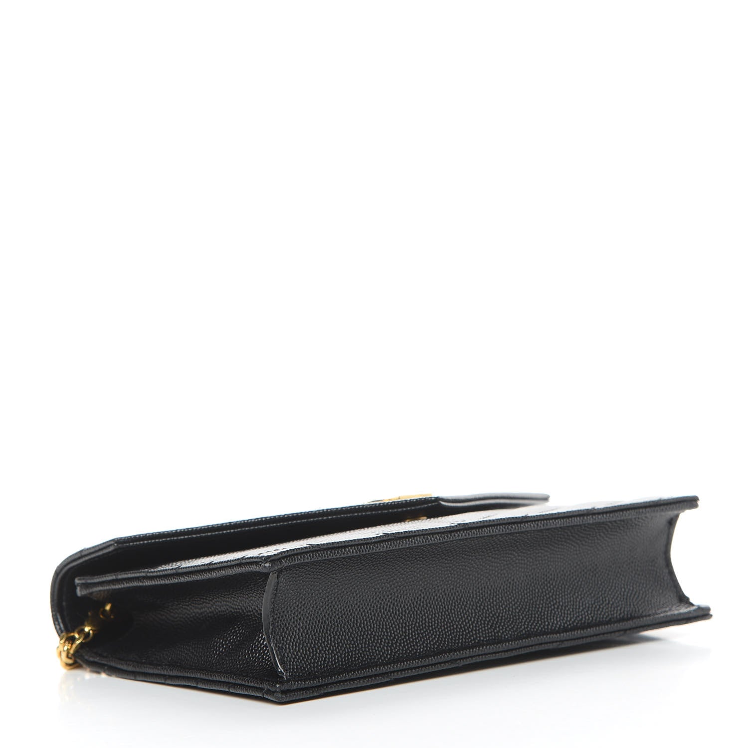 Saint Laurent Grain De Poudre Matelasse Chevron Monogram Envelope Chain Wallet Black 4 of 11