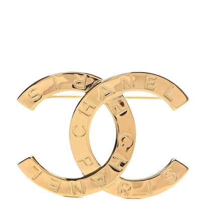 Chanel Metal Paris Button CC Large Brooch Gold 1 of 4