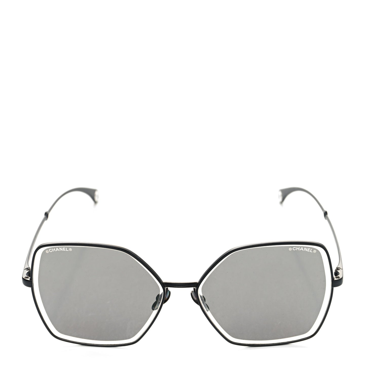 Metal Butterfly Removable Pearl Chain Sunglasses 4262 Black