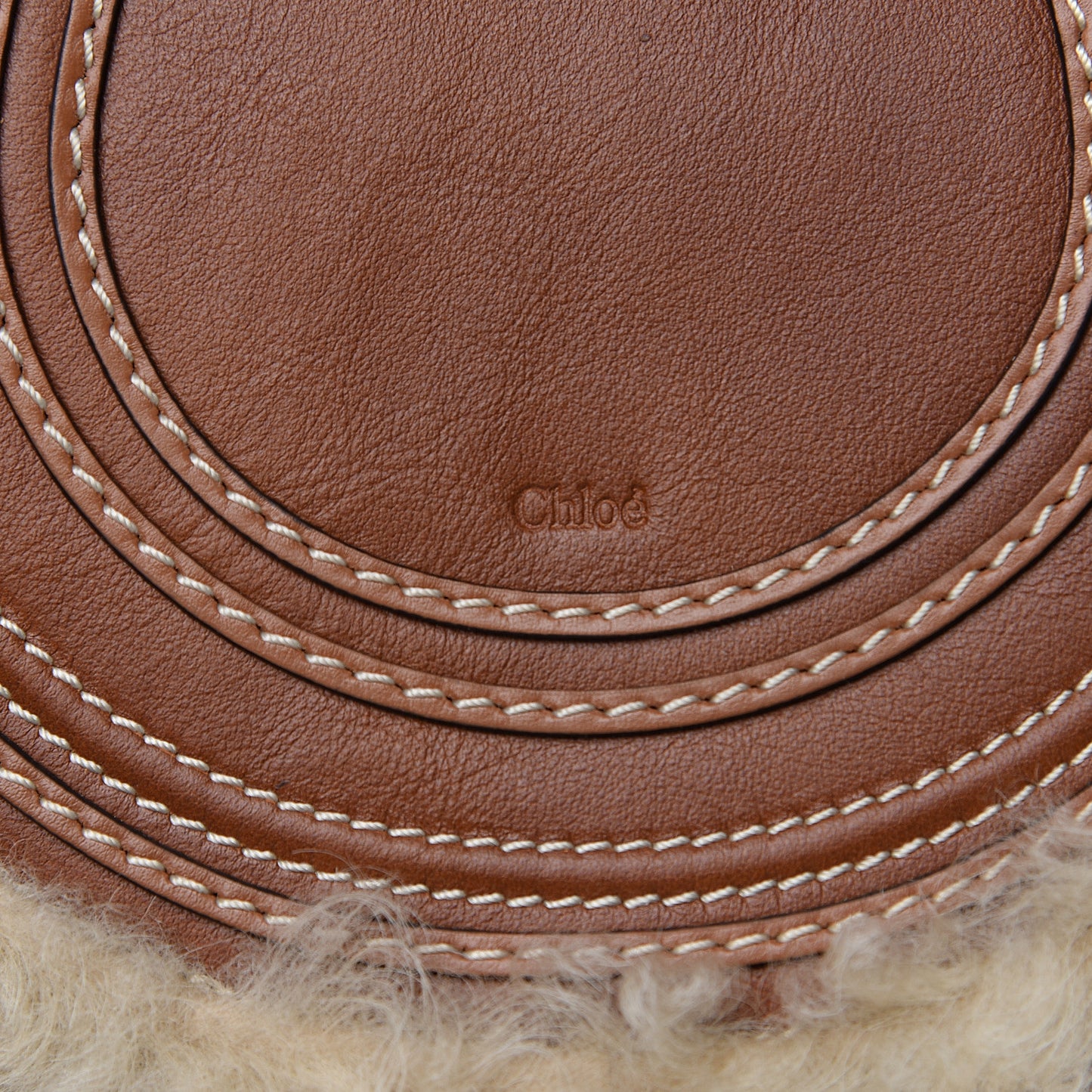 Small Grain Shiny Calfskin Small Marcie Round Crossbody Bag Caramel