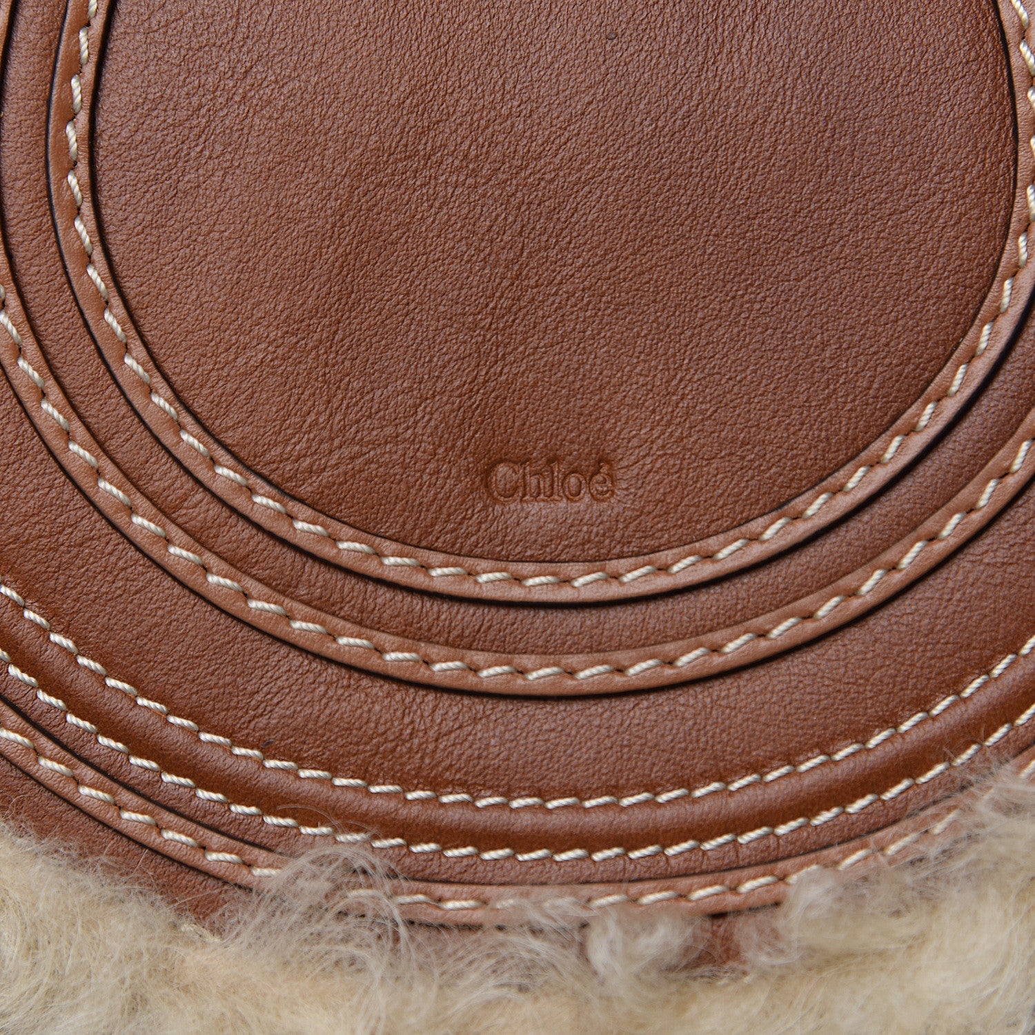 Chloe Small Grain Shiny Calfskin Small Marcie Round Crossbody Bag Caramel 6 of 8