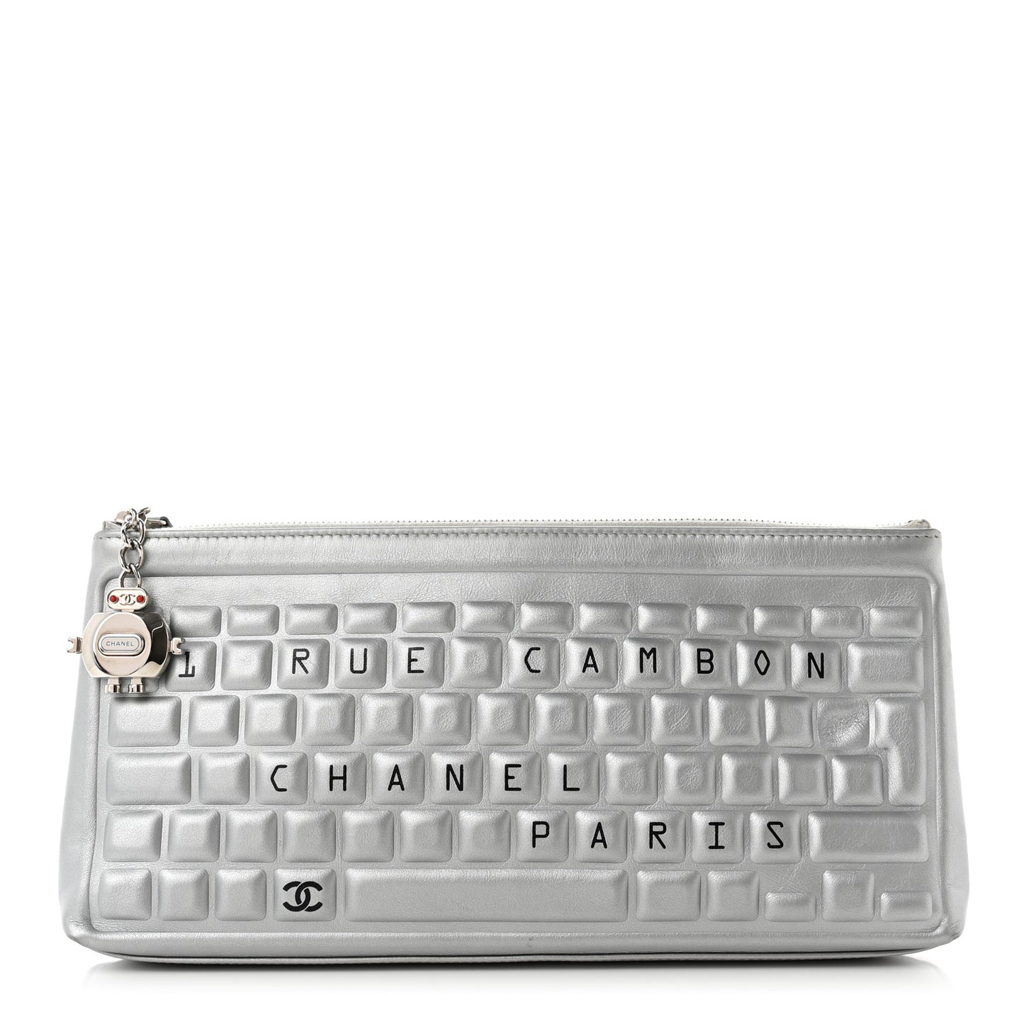 Metallic Calfskin Keyboard Pouch Silver