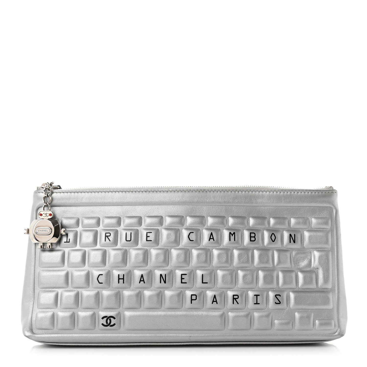 Chanel Metallic Calfskin Keyboard Pouch Silver 1 of 7