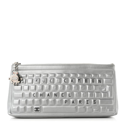 Chanel Metallic Calfskin Keyboard Pouch Silver 1 of 7