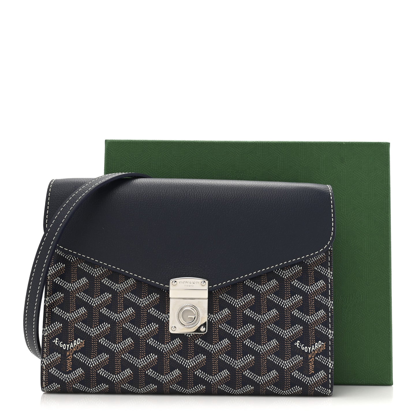 Goyardine Calfskin Chypre Wallet Pouch Navy