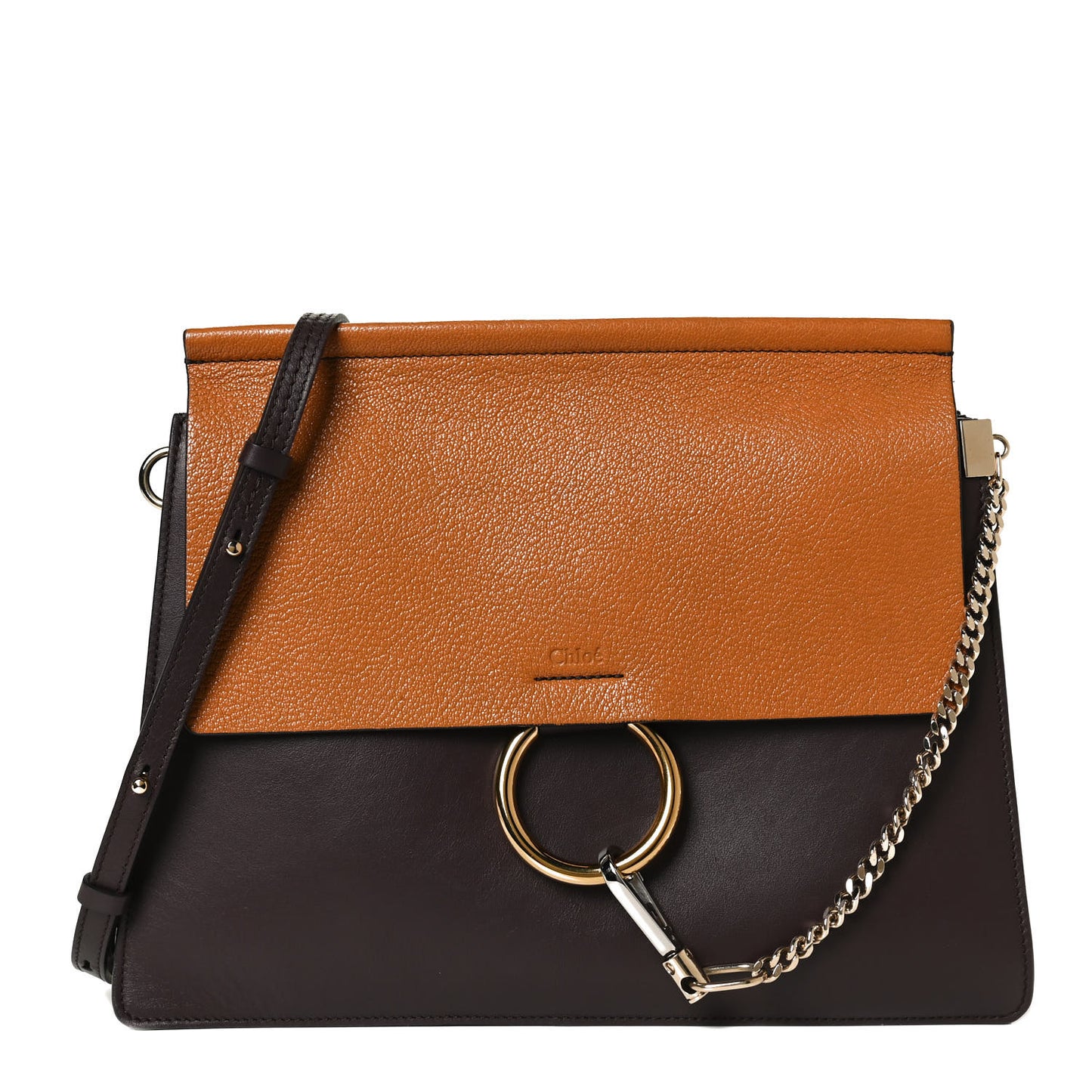 Goatskin Smooth Calfskin Medium Faye Shoulder Bag Brown Purple