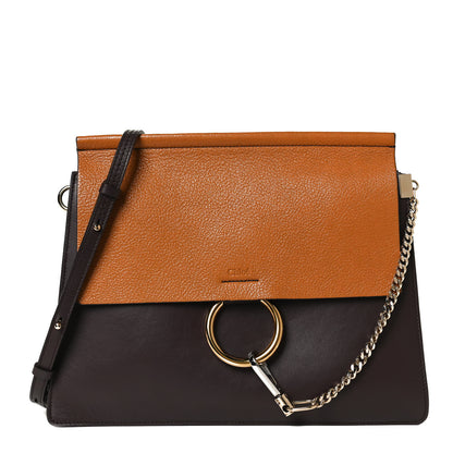 Chloe Goatskin Smooth Calfskin Medium Faye Shoulder Bag Brown Purple 1 of 11