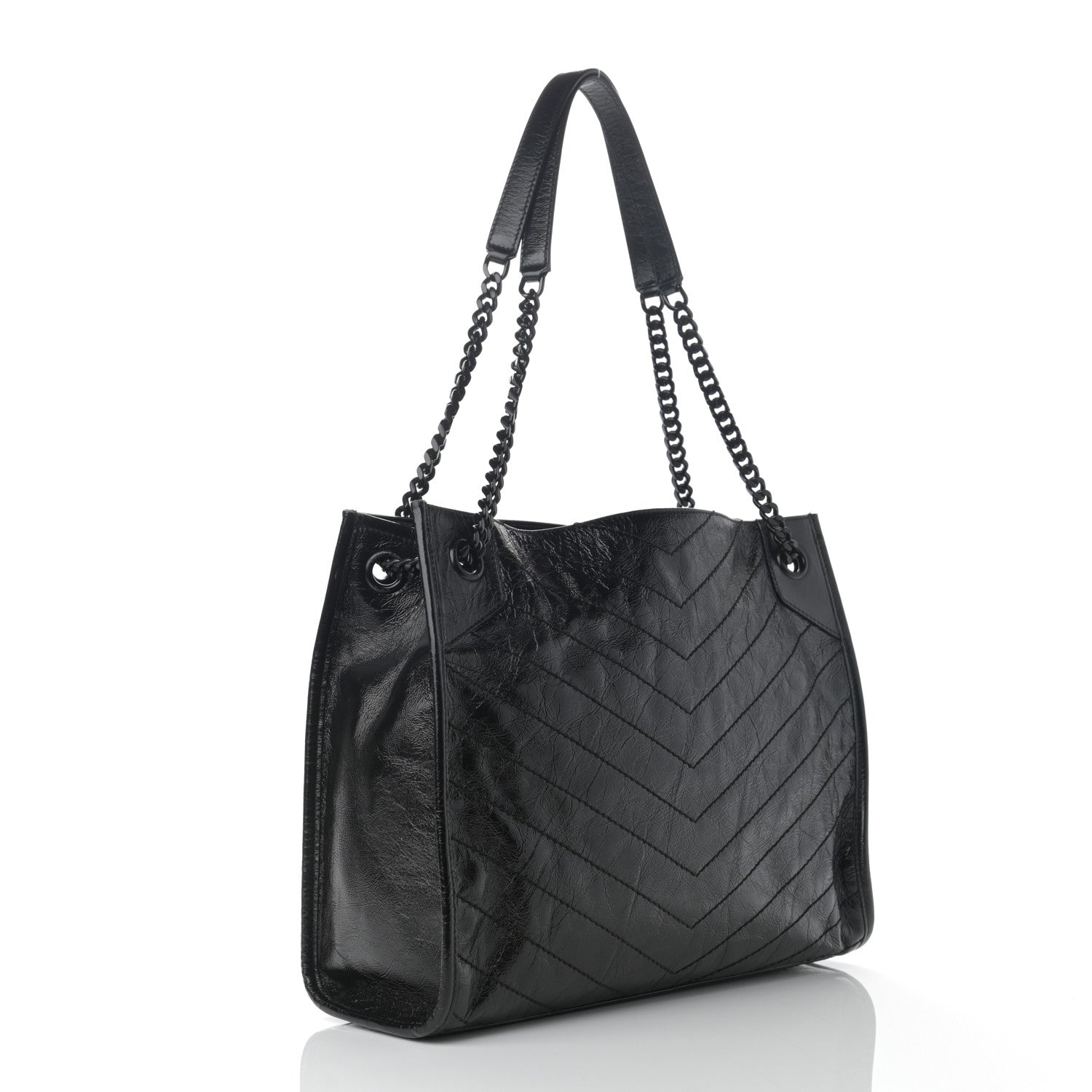 Saint Laurent Crinkled Calfskin Matelasse Monogram Medium Niki Shopper Tote Black 3 of 11