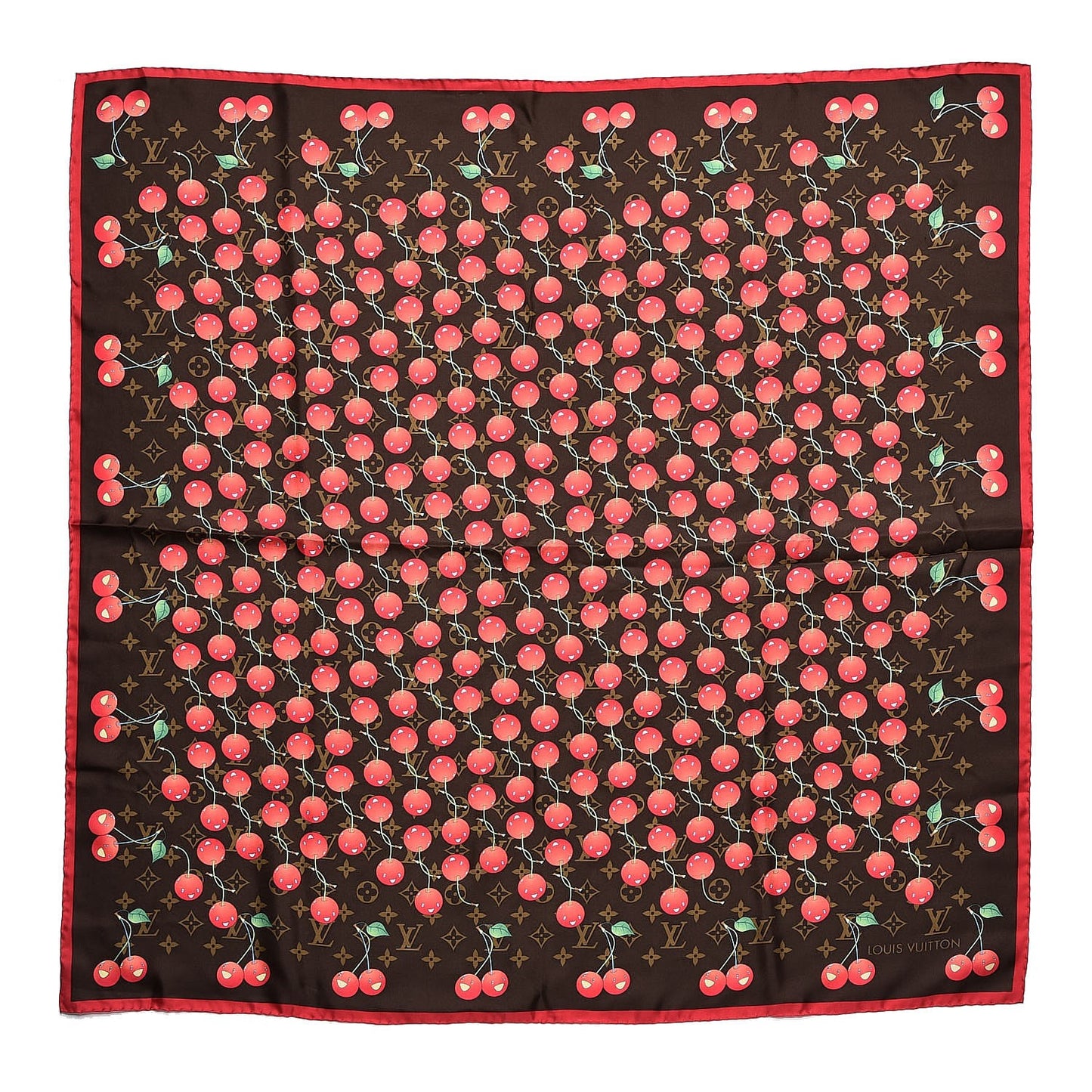 Silk Monogram Cerises Scarf