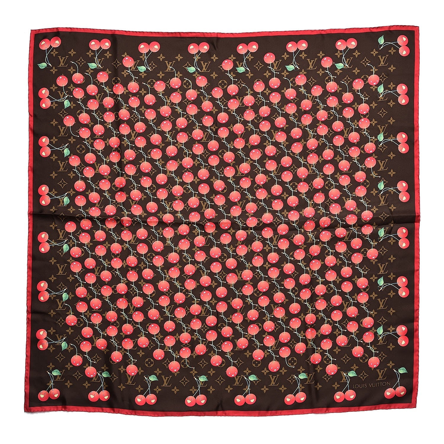 Louis Vuitton Silk Monogram Cerises Scarf 1 of 5