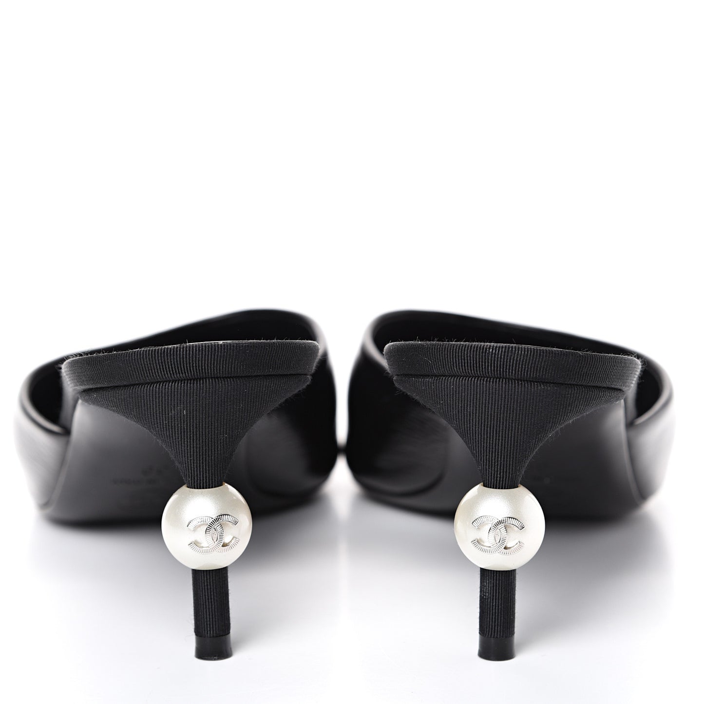 Patent Grosgrain Cap Toe Pearl Mule 39 Black