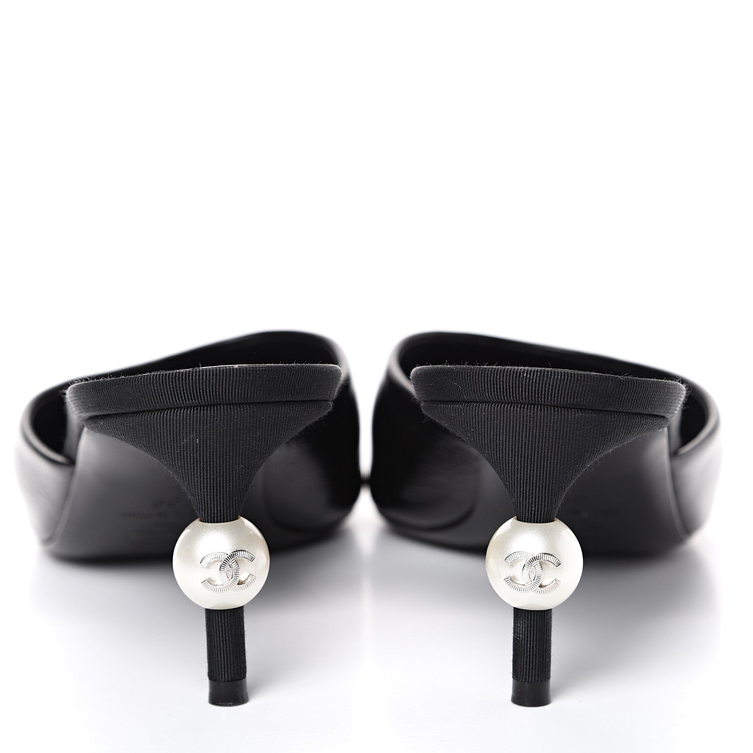 Chanel Patent Grosgrain Cap Toe Pearl Mule 39 Black 5 of 13