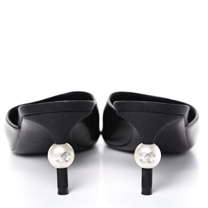 Chanel Patent Grosgrain Cap Toe Pearl Mule 39 Black 5 of 13