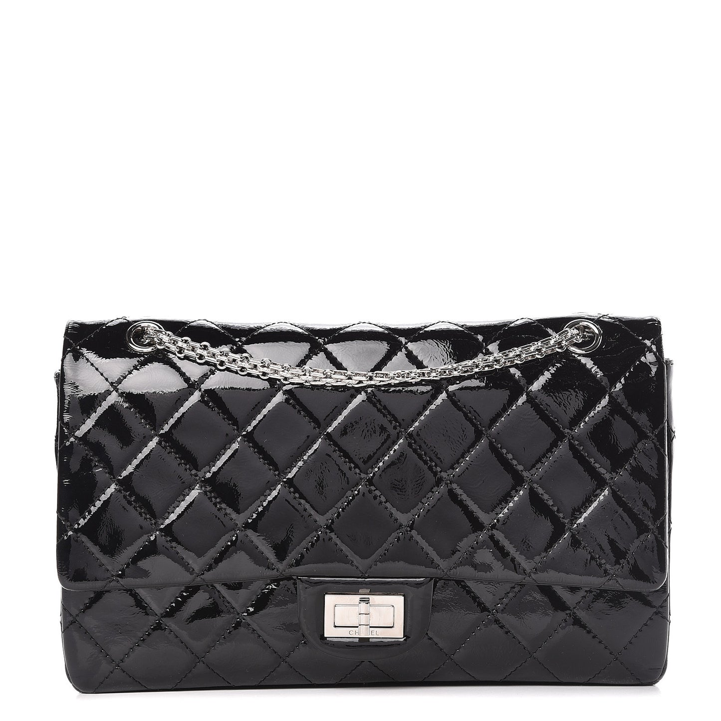 Distressed Patent Quilted 2.55 Reissue 227 Flap Black