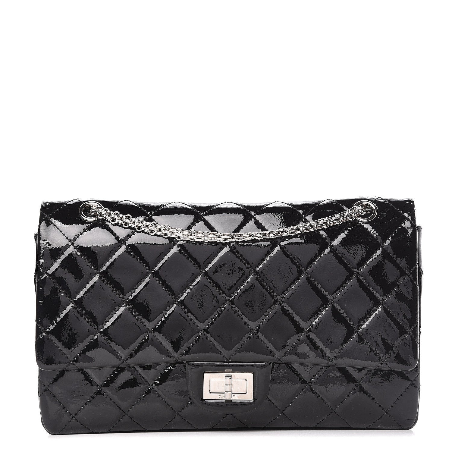 Chanel Distressed Patent Quilted 2.55 Reissue 227 Flap Black 1 of 16