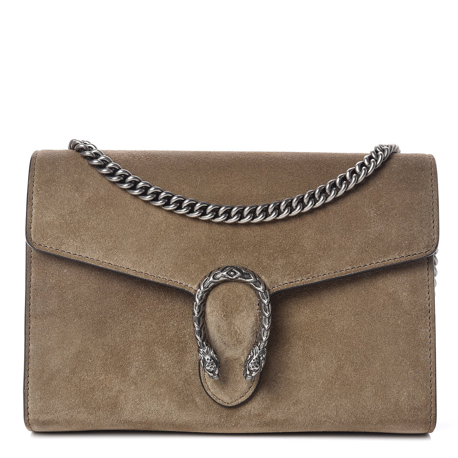 Gucci Suede Mini Dionysus Chain Wallet Taupe 1 of 10