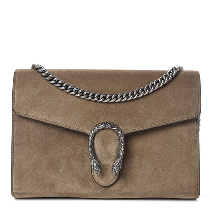 Gucci Suede Mini Dionysus Chain Wallet Taupe 1 of 10