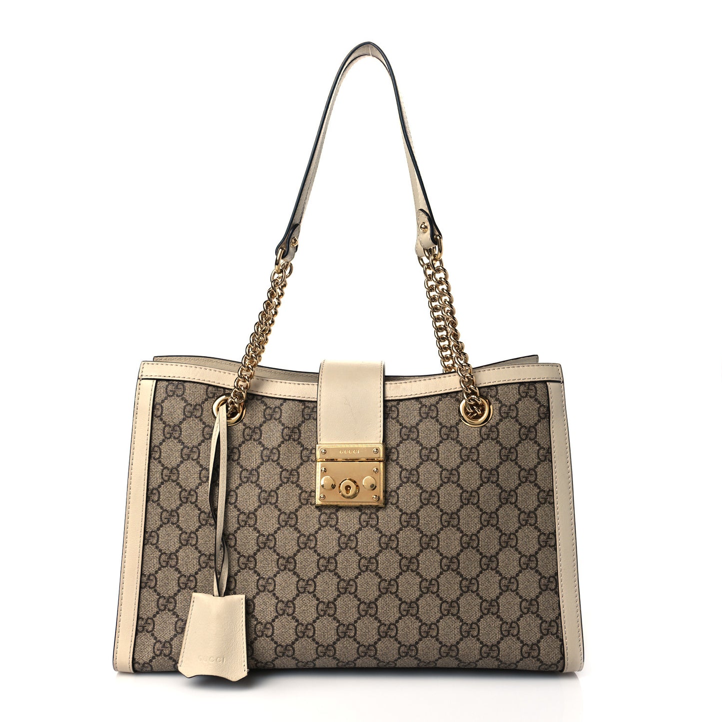 GG Supreme Monogram Medium Padlock Tote White