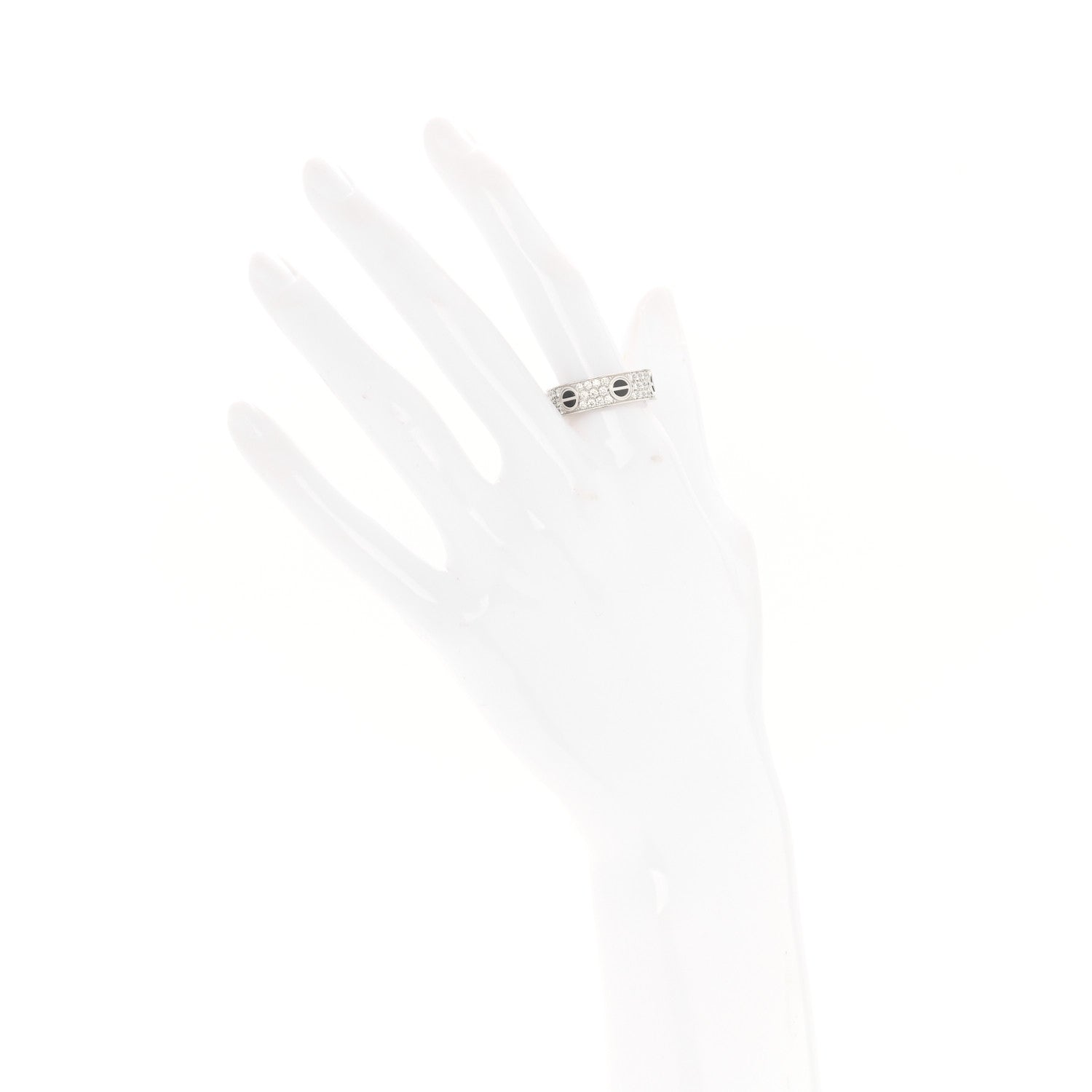 Cartier 18K White Gold Diamond Ceramic LOVE Paved Ring 57 8 2 of 6