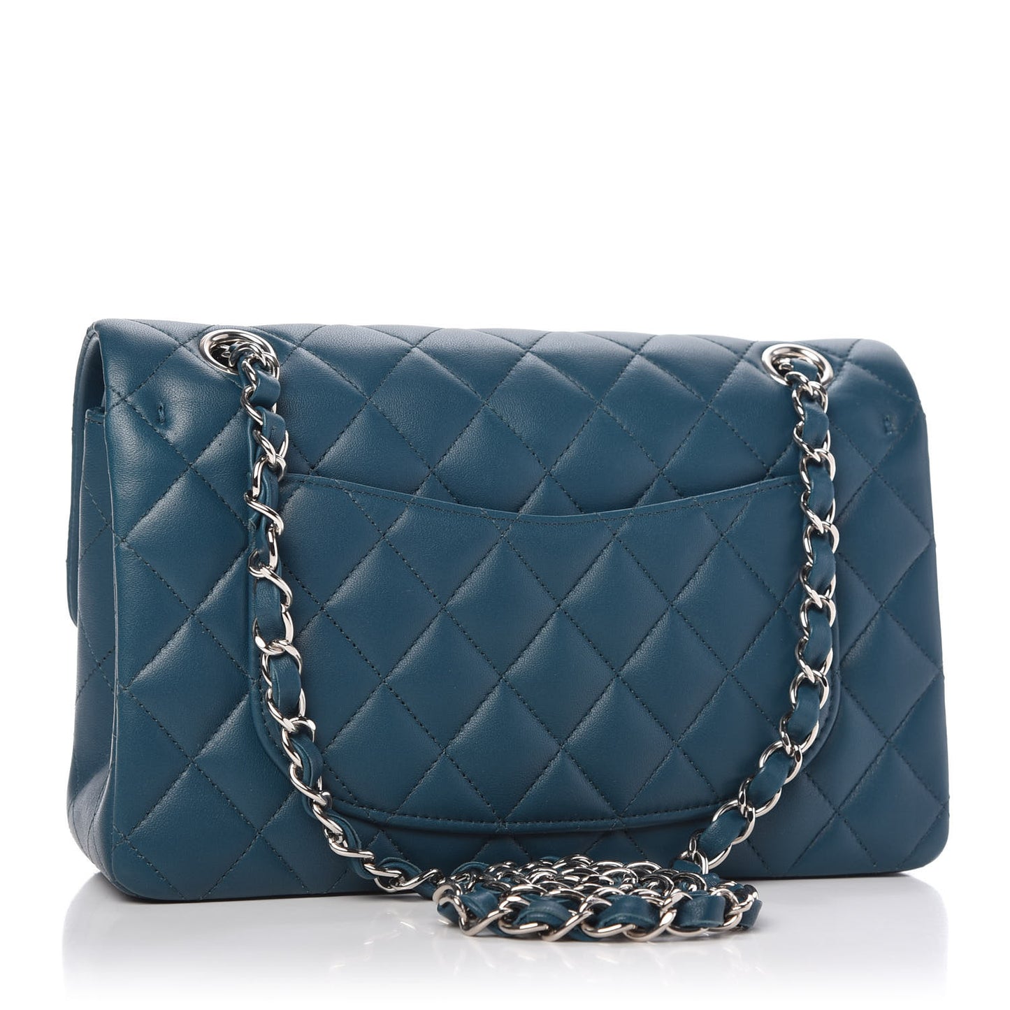 Lambskin Quilted Small Double Flap Dark Blue