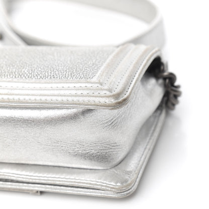Chanel Metallic Galuchat Stingray Mini Boy Flap Silver 10 of 11