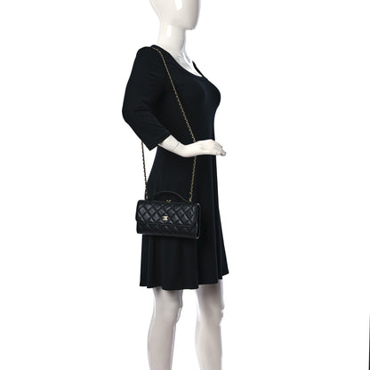Chanel Shiny Calfskin Quilted Flap Phone Holder With Chain Black 2 of 9