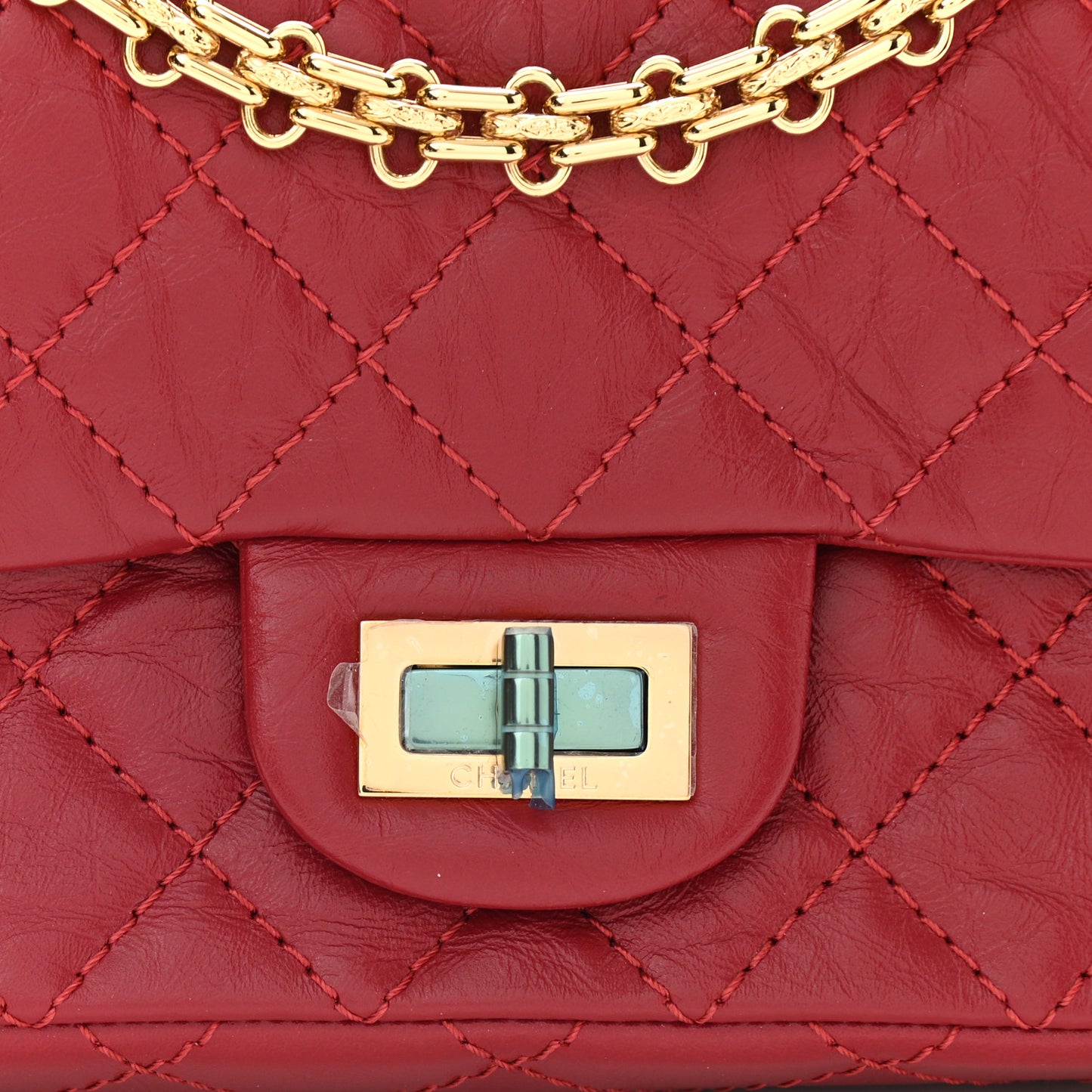 Aged Calfskin Quilted 2.55 Reissue Mini Flap Red