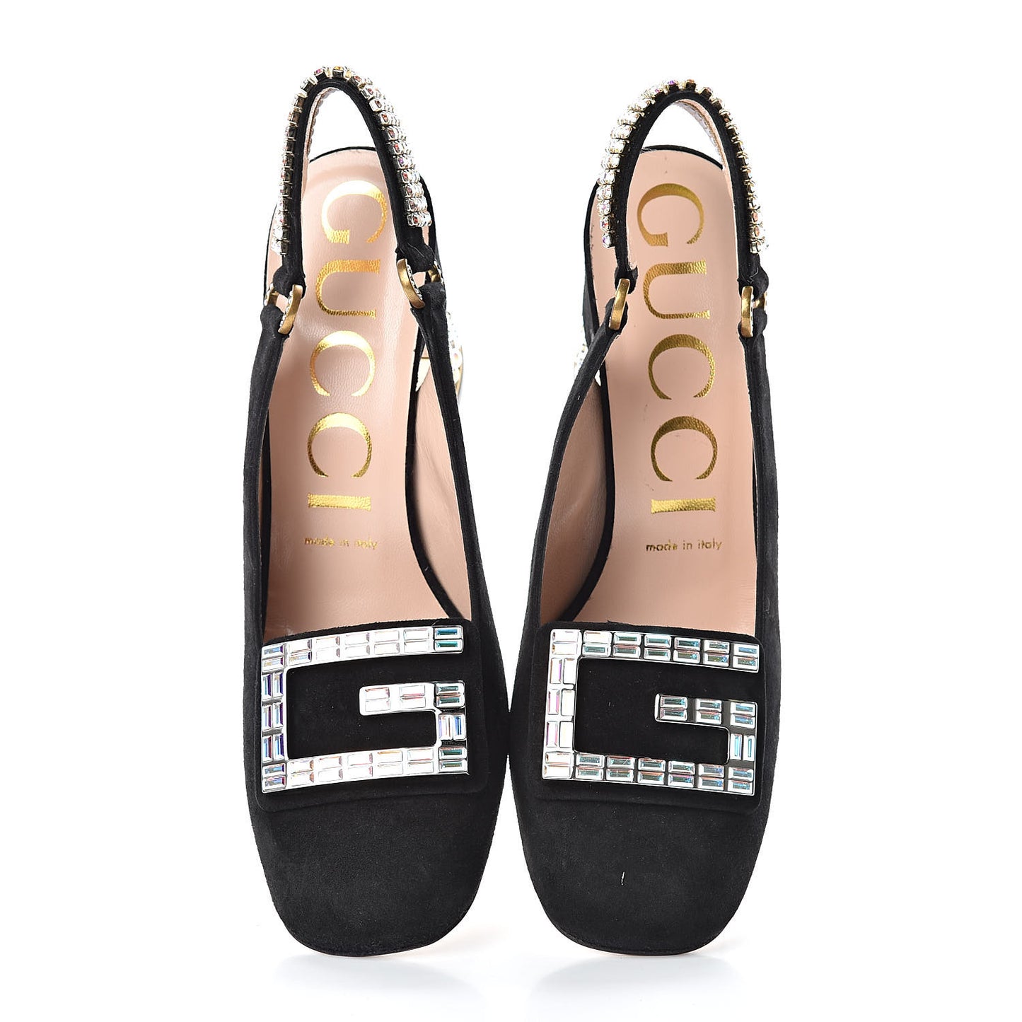 Kid Scamosciato Crystal Square G Madelyn Slingbacks 37.5 Black