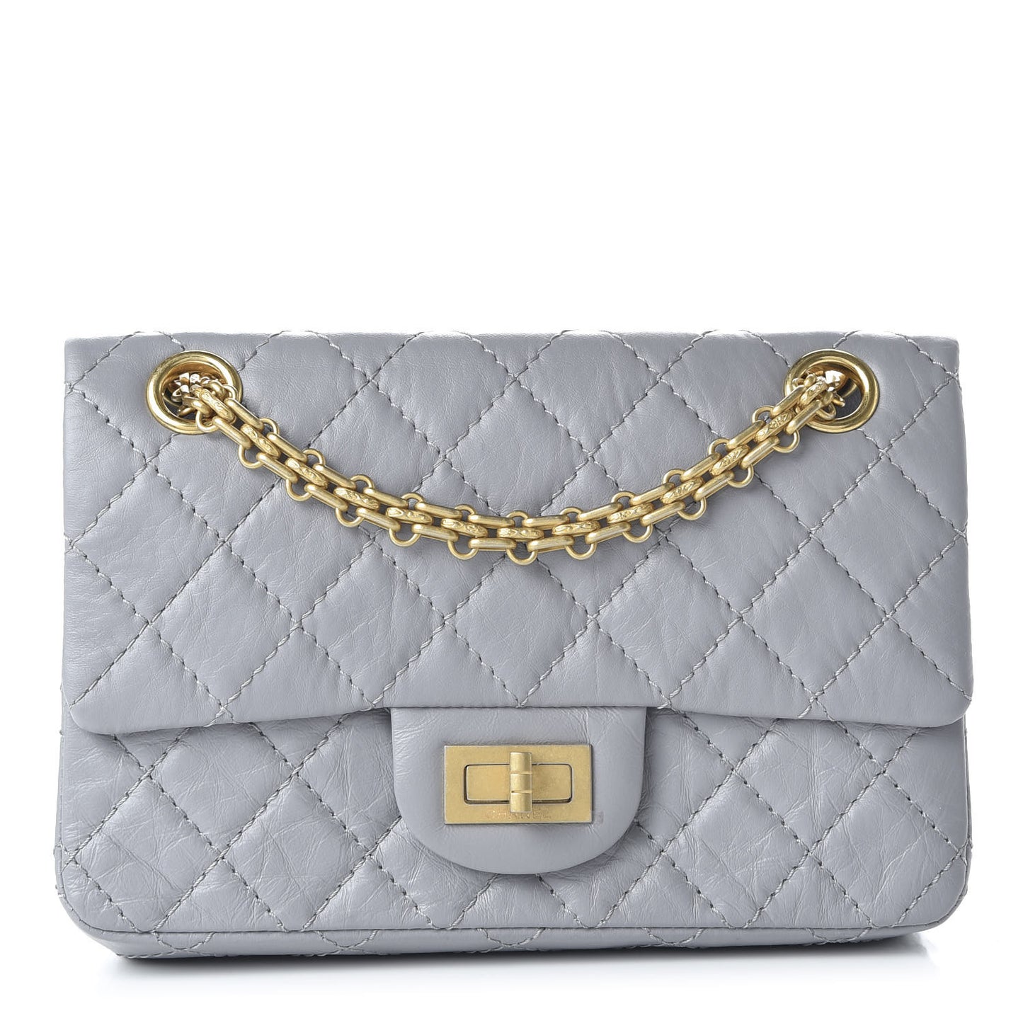 Aged Calfskin Quilted 2.55 Reissue Mini Flap Grey
