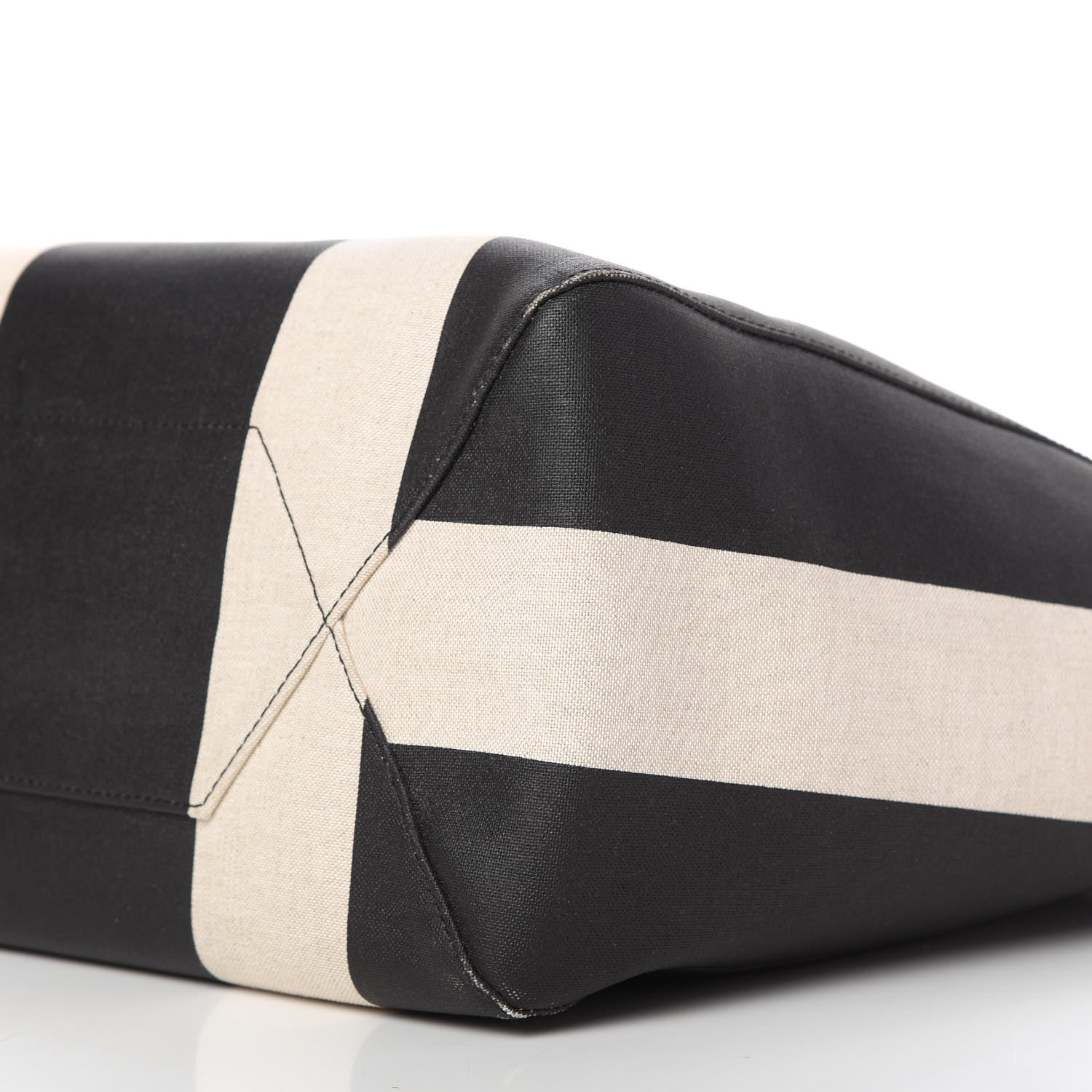 MCM Canvas Stripe Ilse East West Shopper Tote Black White 7 of 9